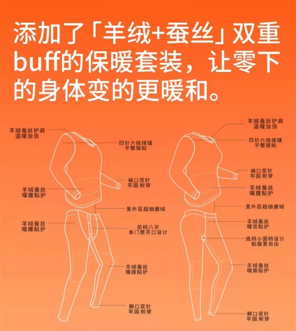 羊绒蚕丝贴片秋衣秋裤保暖套装到手49.9元：羊绒+蚕丝双重保暖