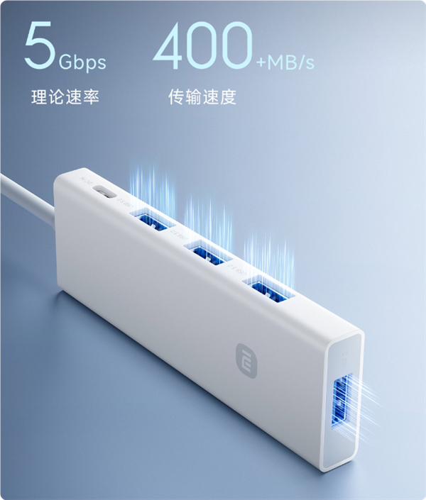 首发45元！小米四合一双头分线器发布：四口USB 3.0 传输400MB/s