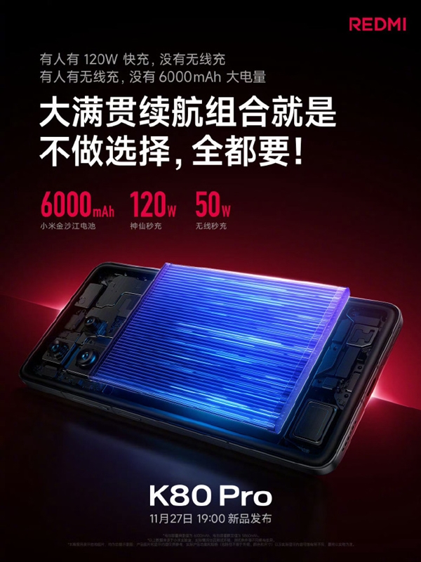 120W秒充比小米15还猛！王腾：REDMI K80 Pro 4K档最全能充电续航