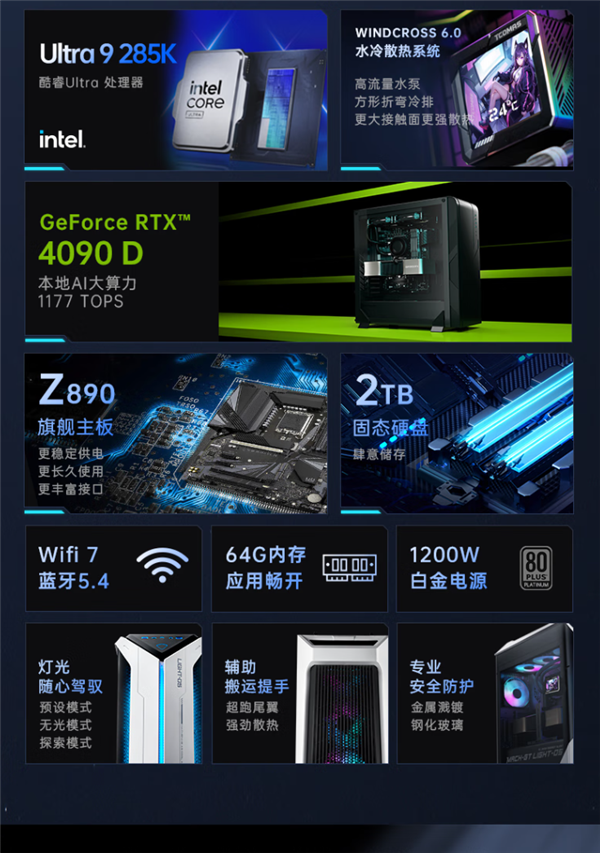 Ultra 9 285K+4090D售价31999元！机械师发布曙光水冷电竞主机新品