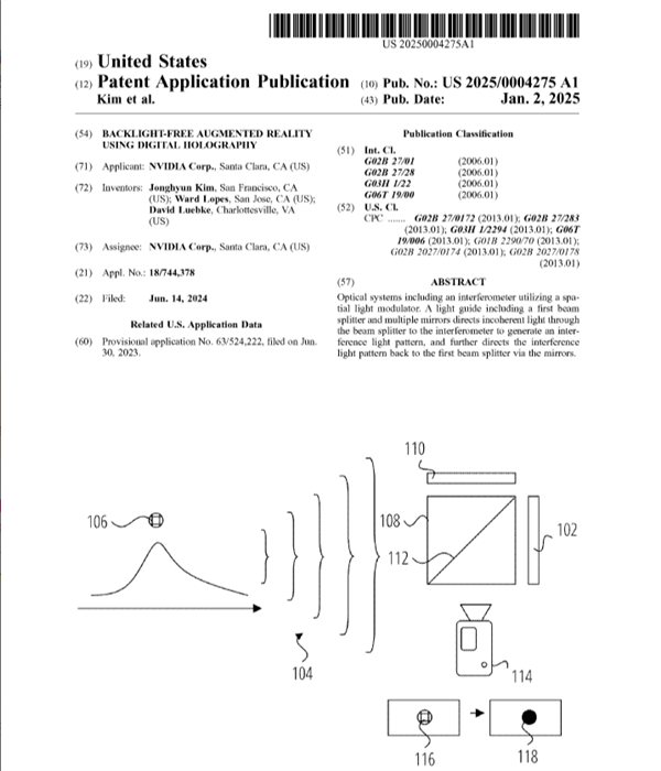 英伟达AR眼镜专利曝光：无背光全息技术 更清晰自然