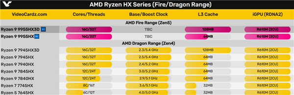 Intel提升不大！AMD游戏本之王锐龙9 9955HX3D配备144MB缓存